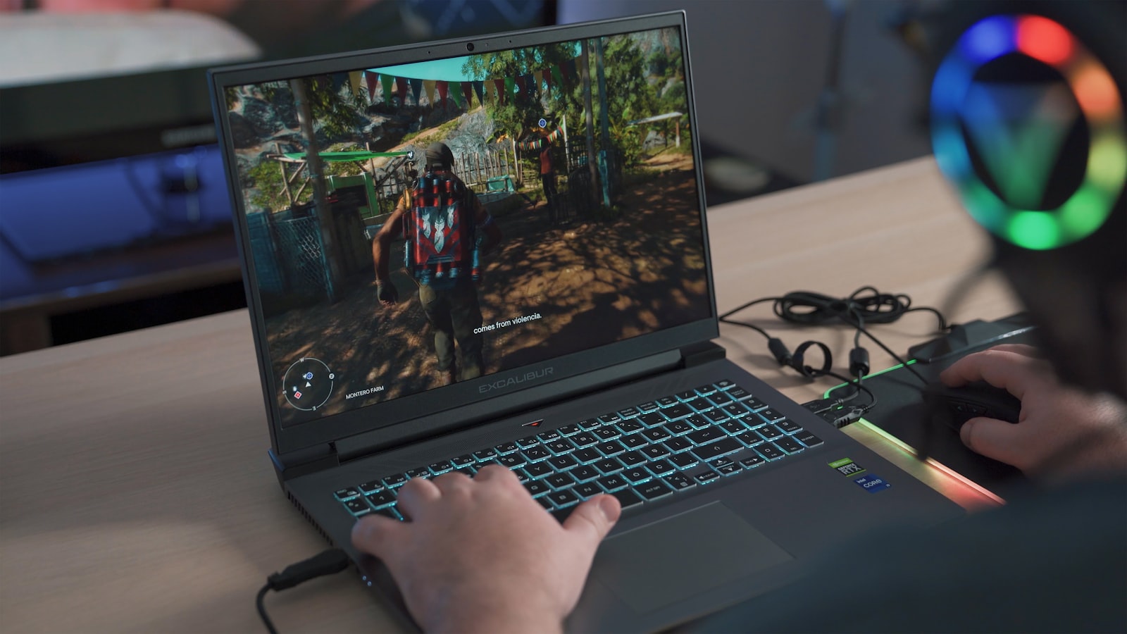 16 inch gaming laptop screen displaying video game